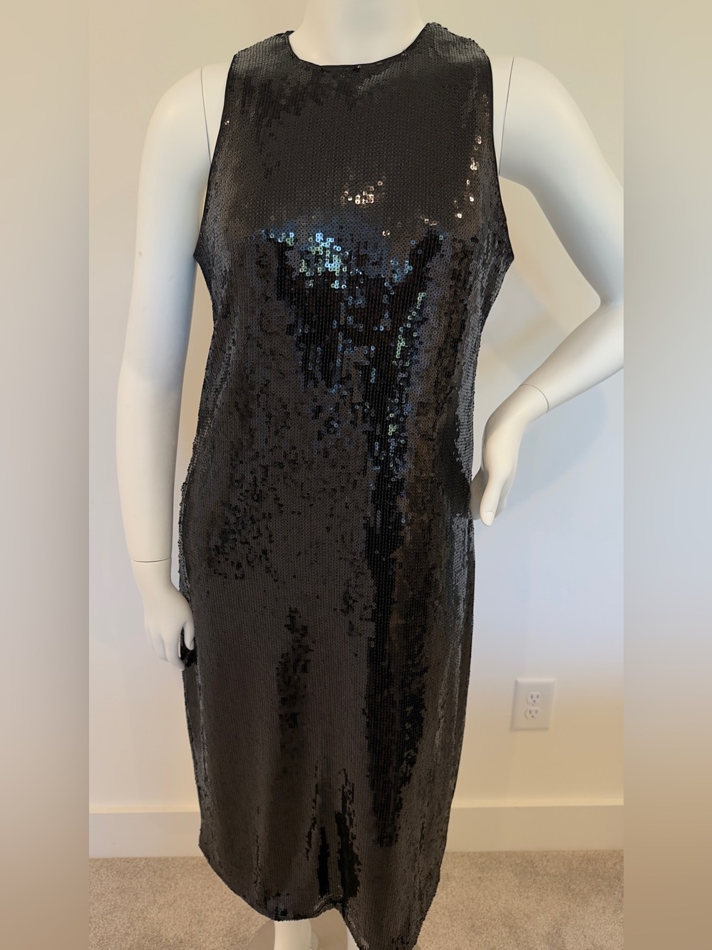 Black Sequin Midi Dress | XXL 20 | Glam Party Cocktail Dress
